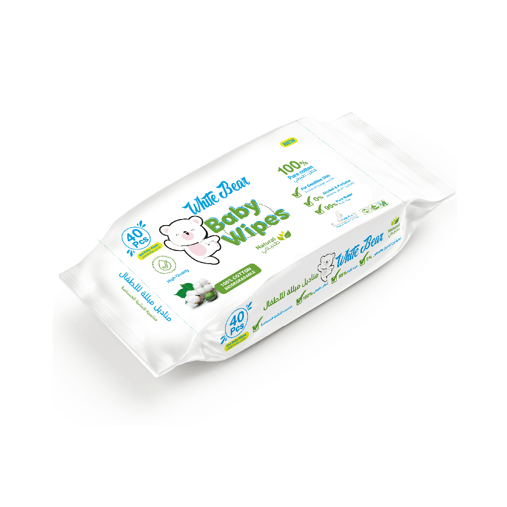 White Bear Sensitive Skin Baby Wipes 40Pcs