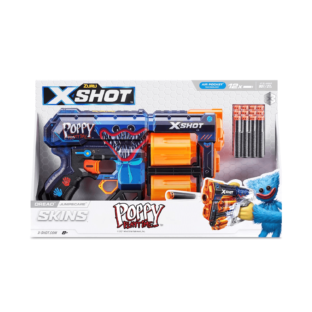 Zuru X-Shot Skins Dread Poppy Playtime S1 Blaster With Darts 12Pcs