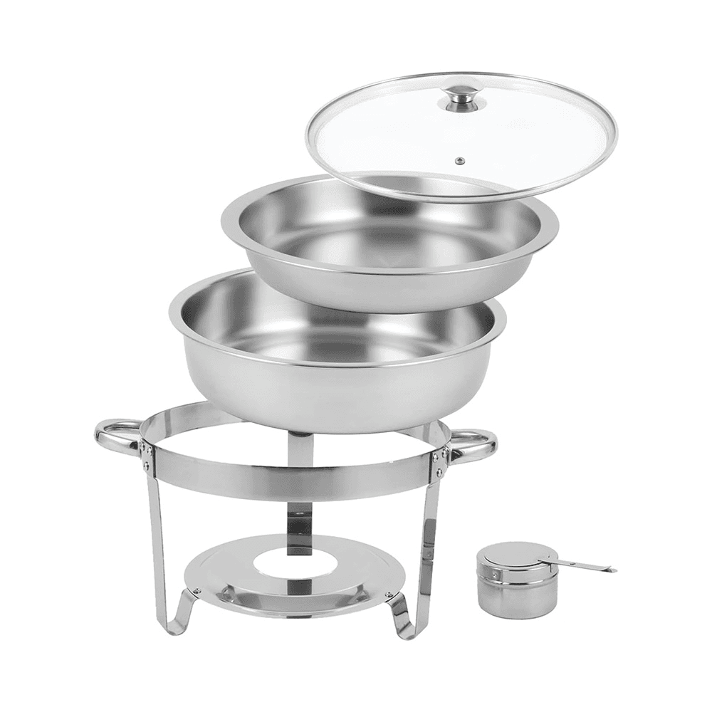 Vague Round Stainless Steel Chafing Dish With Glass Lid 4.5l BF-031