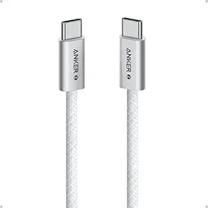 Anker Zolo Usb C To Usb C Braided Cable, (240W) (White, 3Ft)