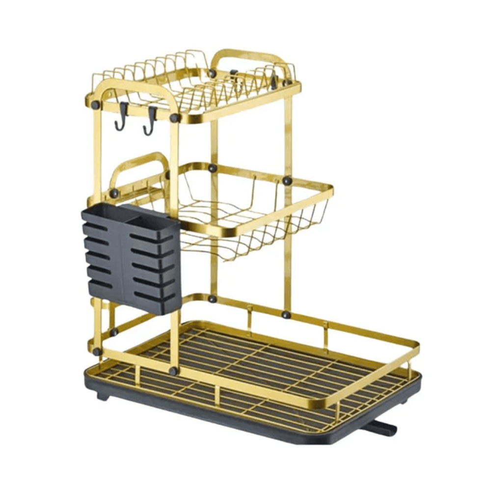 3-Tier Kitchen Storage Rack - White/Gold