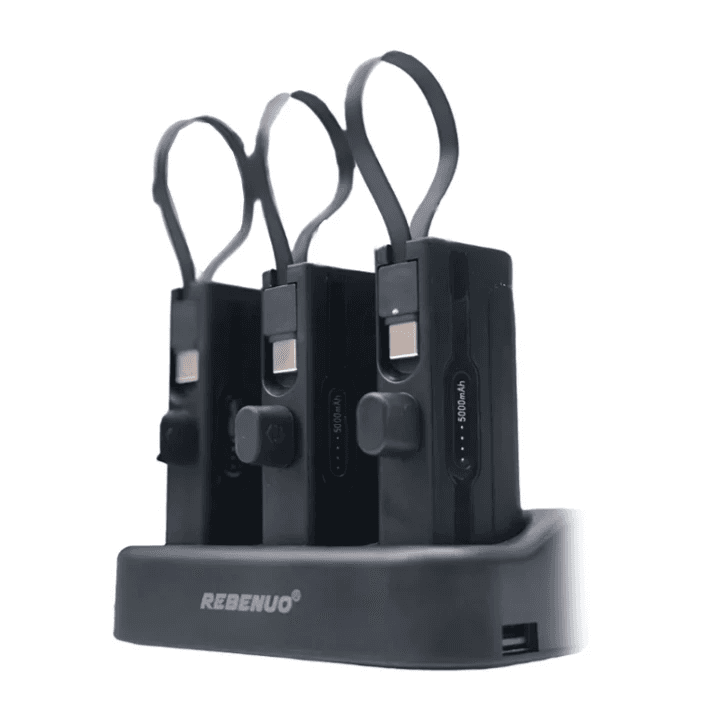 Rebenuo 5000 Mah X 3, Power Bank Station, With Type-C And Lightning Cable