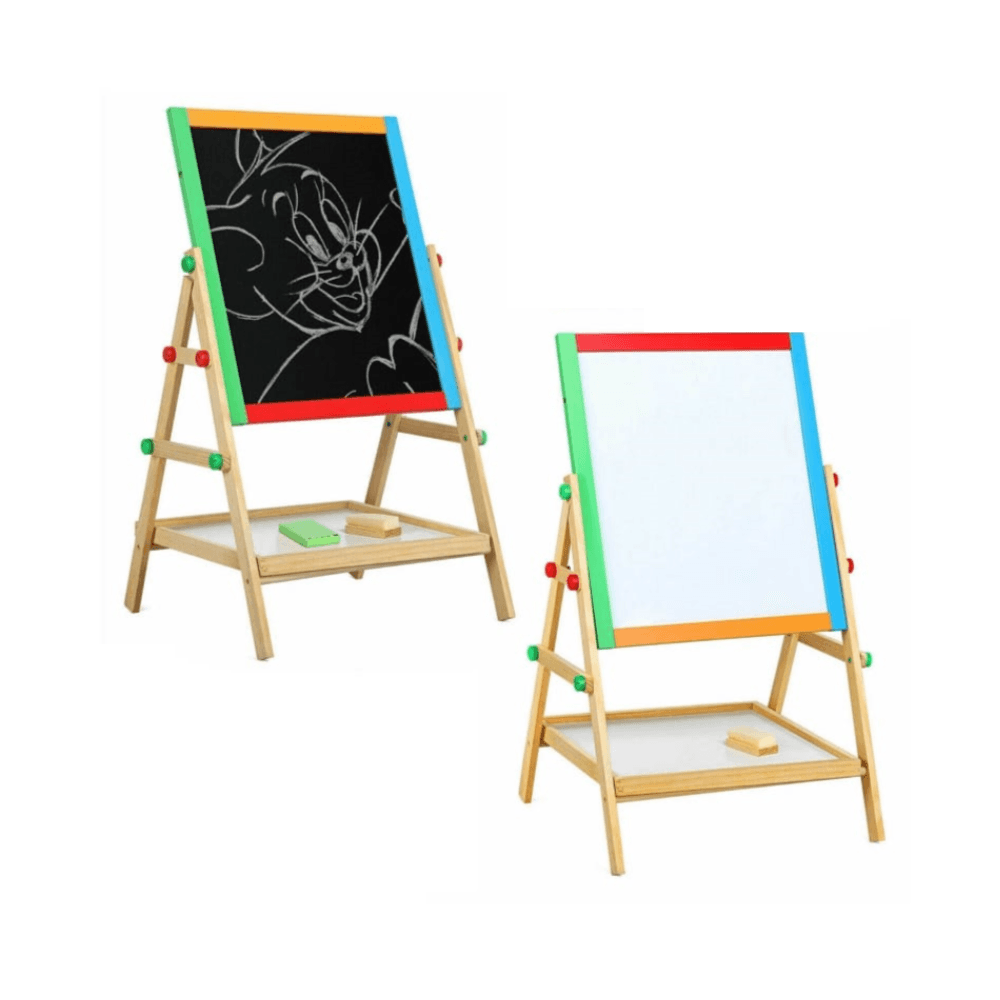 Wood World 2 In 1 Double-Sided White Board Wood Stand 63x40cm