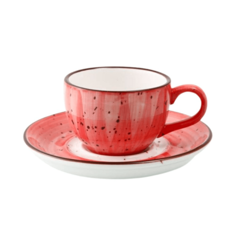 H.P Deco Cup 6x4.5cm & Saucer 12cm 80ml - Red 08-1396Dr