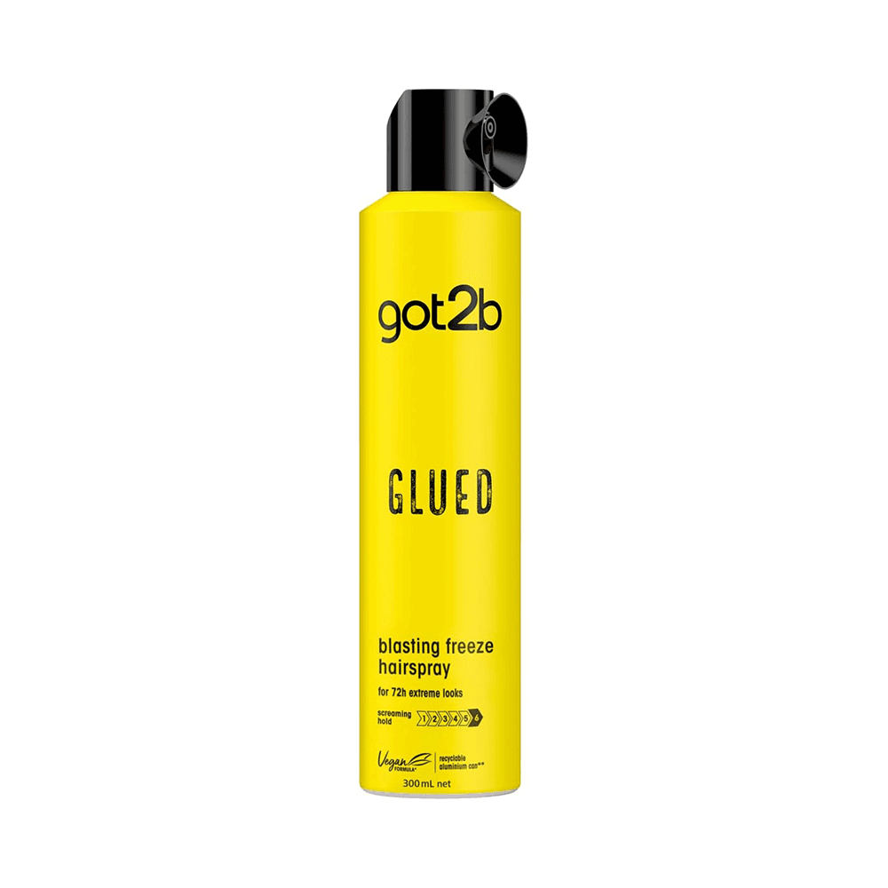 Got2b Glued Hairspray, Blasting Freeze Spray, Strong Hold Hairspray for Up to 72 Hours, Vegan, Silicone Free, 300 ml