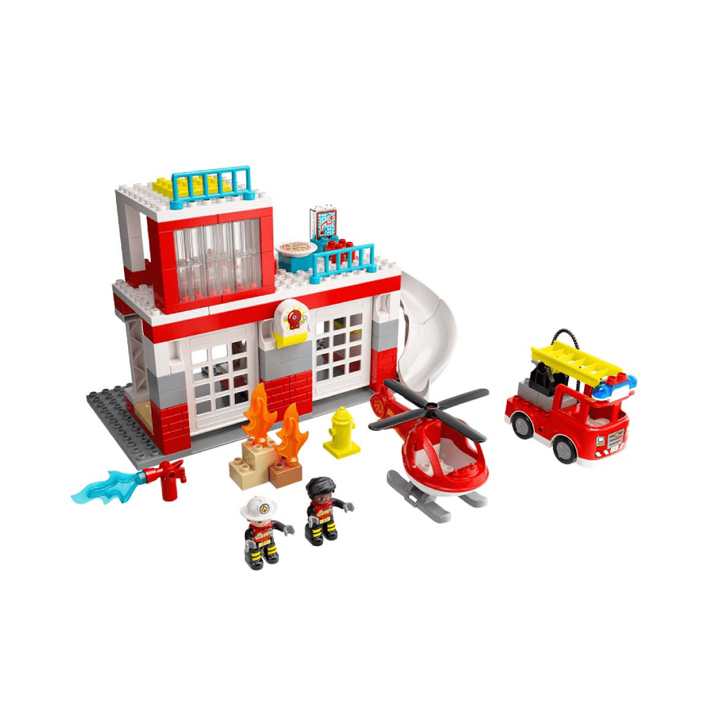 Lego 10970 Duplo Rescue Fire Station & Helicopter Set 117Pcs 2+ Years