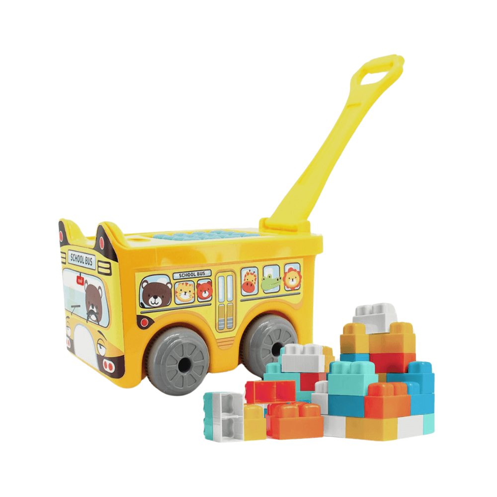 Moon Little Wagon School Bus Blocks Toys For Kids Pack 30Pcs