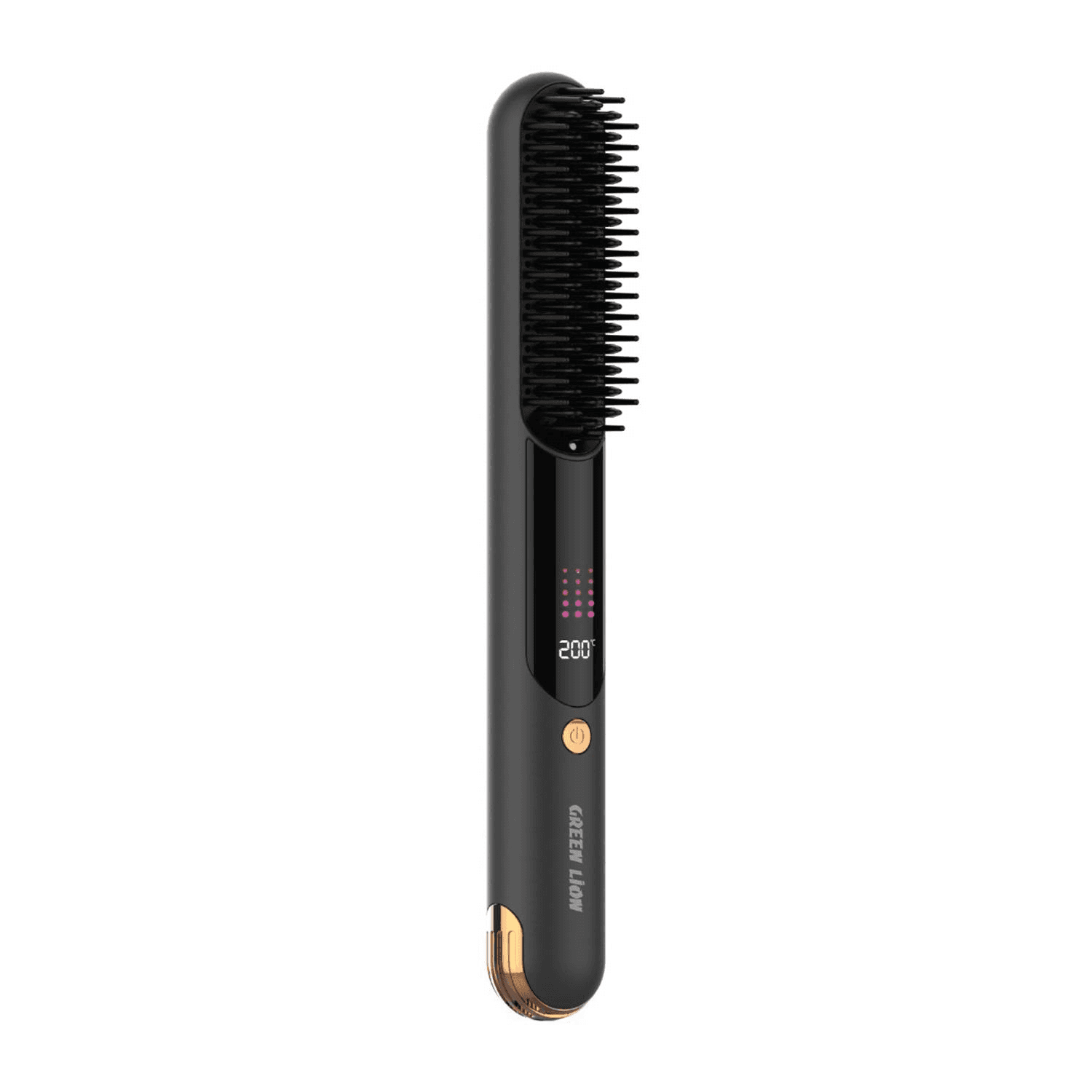 Green Lion Infrared Hair Comb With Digital Display, 50 Minutes Working Time, Adjustable Temperature Settings Up To 200°C, 2600Mah Battery, Infrared Function - Black