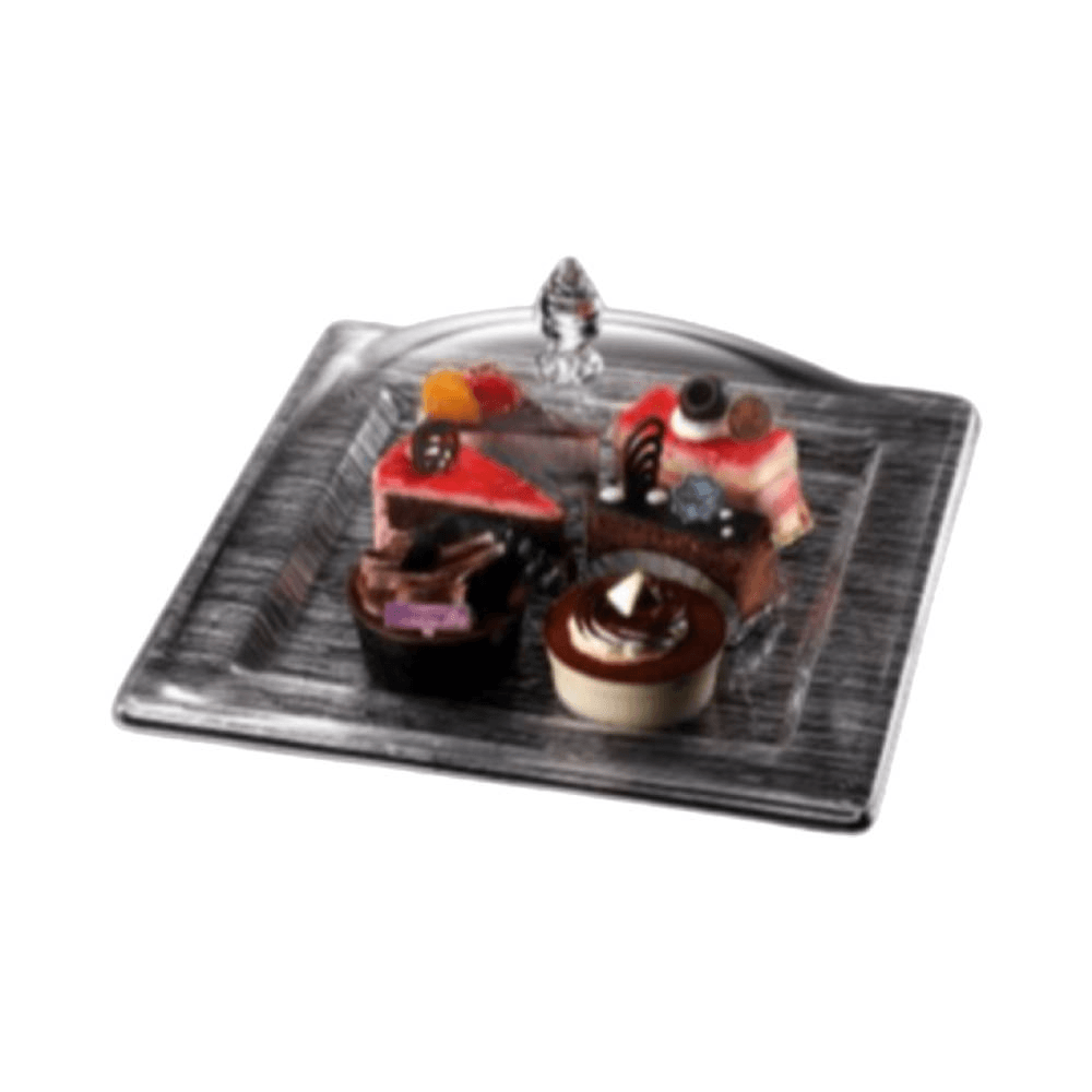 Vague Ac.Square Dessert Serving Set Square Bark Clear 40X40Cm-BUY 1 GET 1 FREE/02-856G