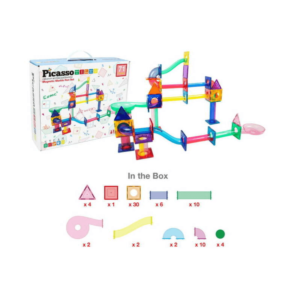 Picasso Tiles Marble Run Magnetic Building Blocks Set 71Pcs