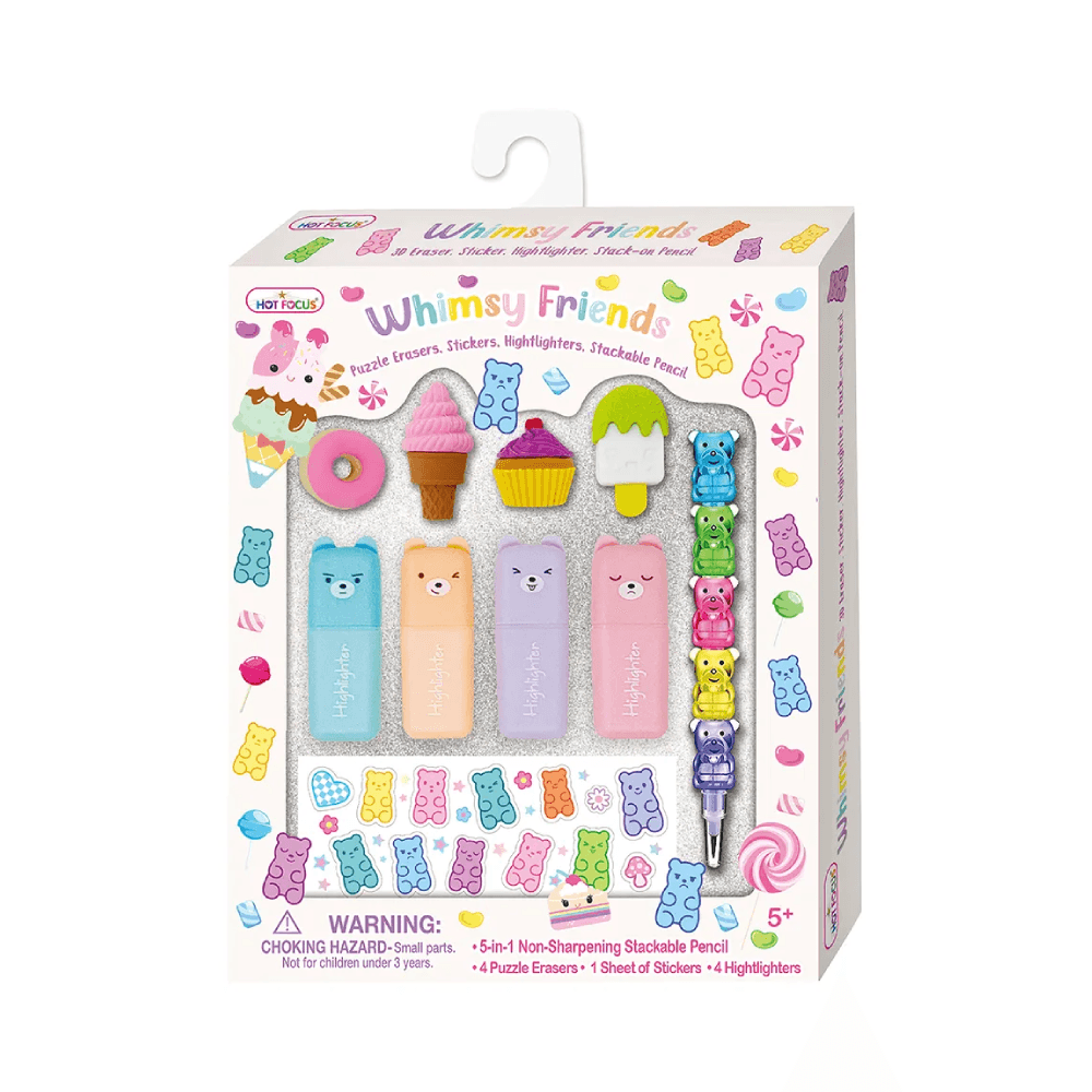 Hot Focus Whimsy Friends Gummy Bear Stationery Set 10Pcs
