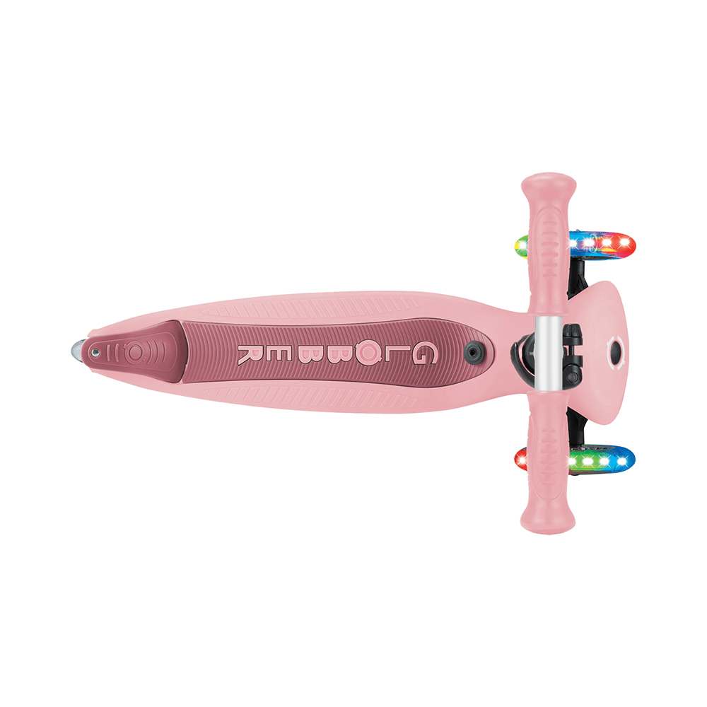 Globber Go Up Active Lights Foldable 3-Wheel Kick Scooter - Pastel Pink