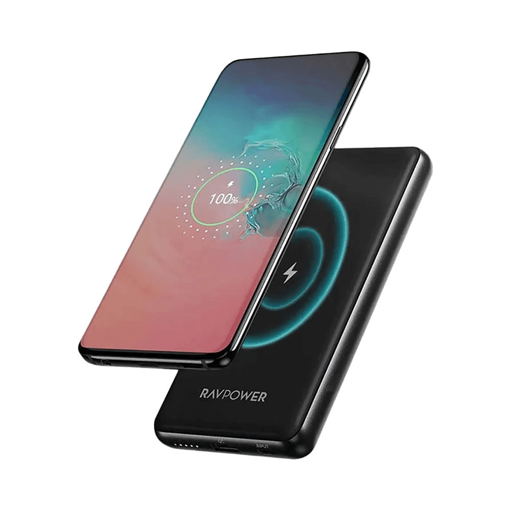 راف باور باور بانك لاسلكي 10000mAh بقدرة 10 واط - أسود
