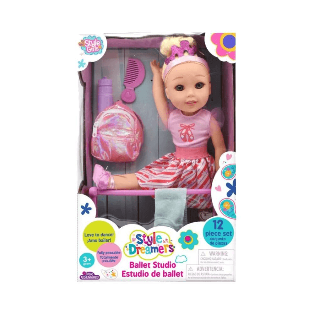 Baby Maziuna Style Dreamers Ballet Studio Doll Playset for 3+ Years 35.56cm