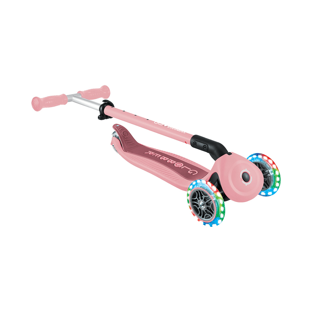 Globber Go Up Active Lights Foldable 3-Wheel Kick Scooter - Pastel Pink