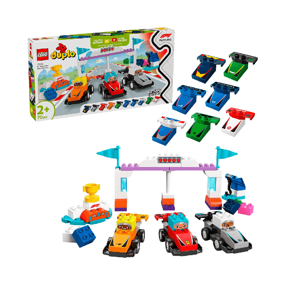 LEGO 10445 DUPLO Town F1 Team Race Cars & Drivers Building Set 70Pcs
