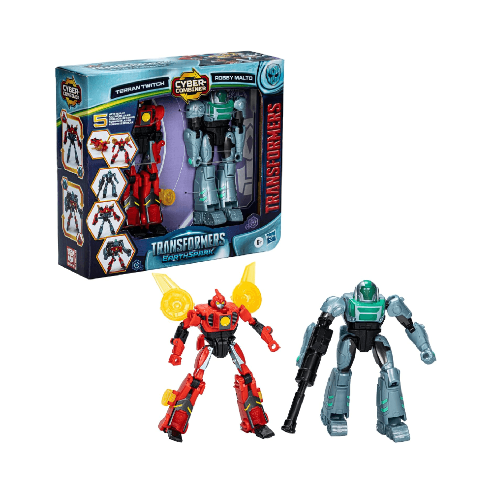 Hasbro Transformers Earthspark Cyber-Combiner Terran Twitch & Robby Malto Robot Action Figures 12.5cm 6+ Years