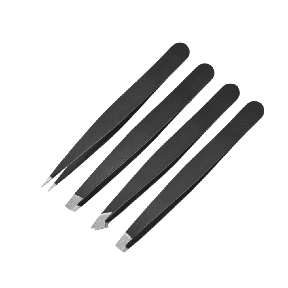 4-Piece Precision Tweezers Set Stainless Steel For Eyebrows & Hair Removal