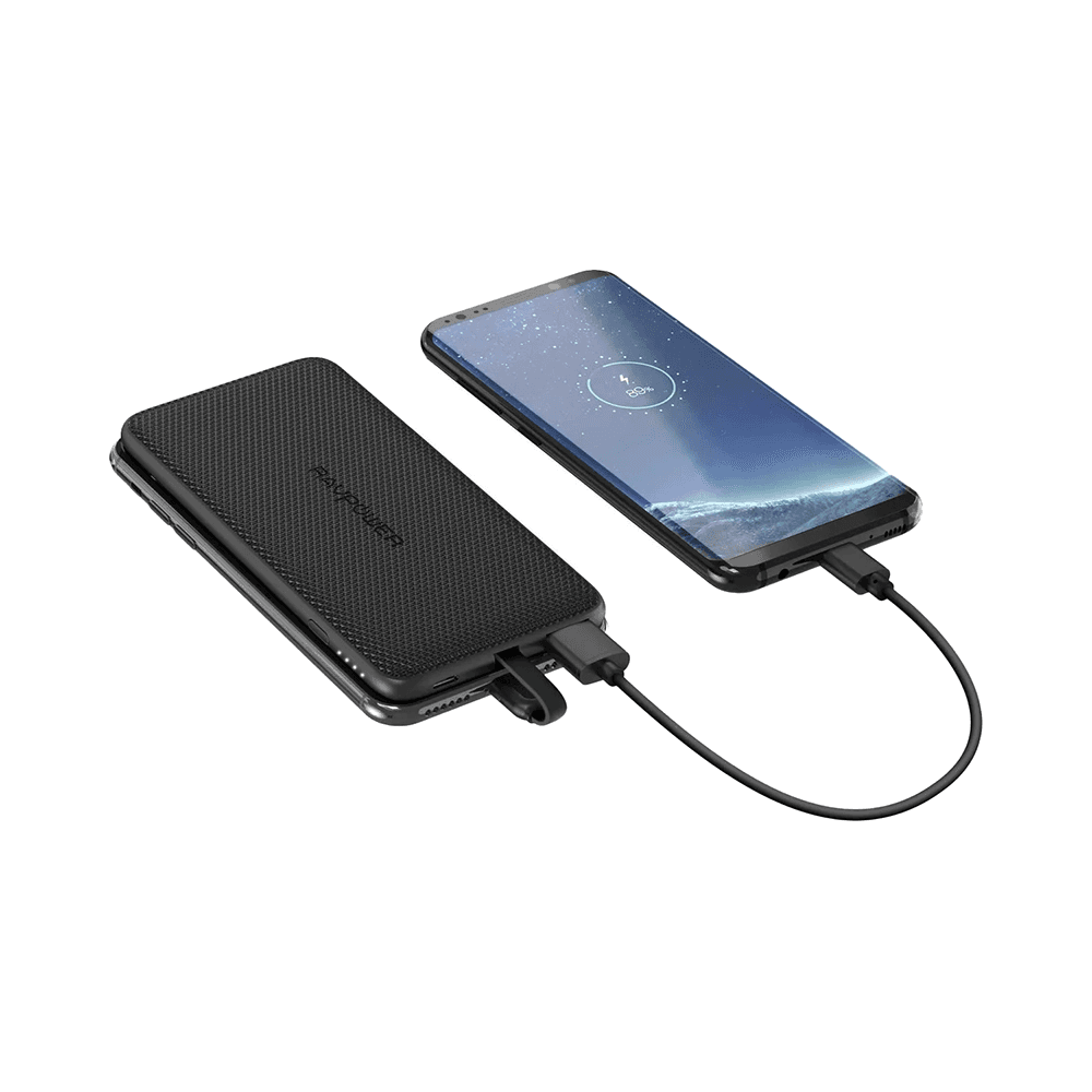 راف باور باور بانك 5000mAh مع كابل لايتنينج مدمج - أسود