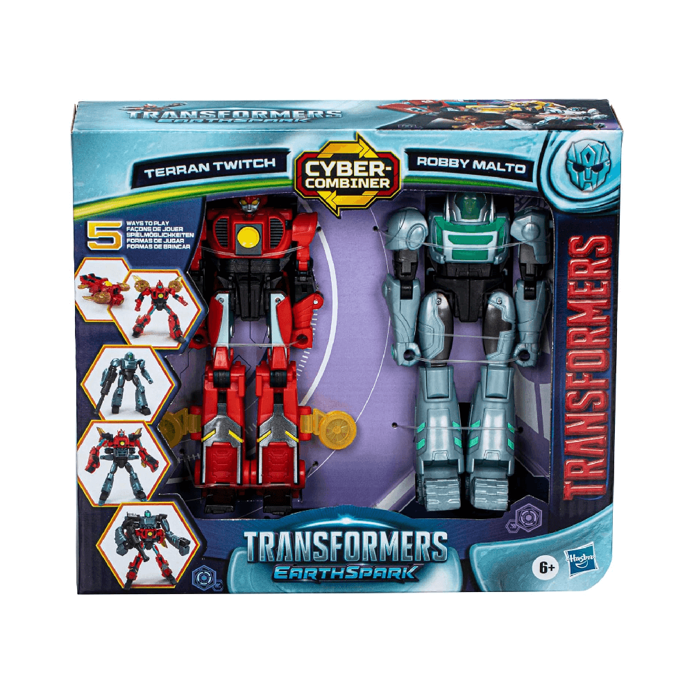 Hasbro Transformers Earthspark Cyber-Combiner Terran Twitch & Robby Malto Robot Action Figures 12.5cm 6+ Years