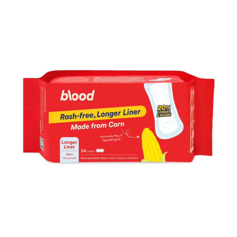 Longer Liner Panty Sanitary Pad 18Cm, Organic Made From Corn, High Absorption, Hyppoallergenic, From Blood Singapore (24Pcs/Pack)