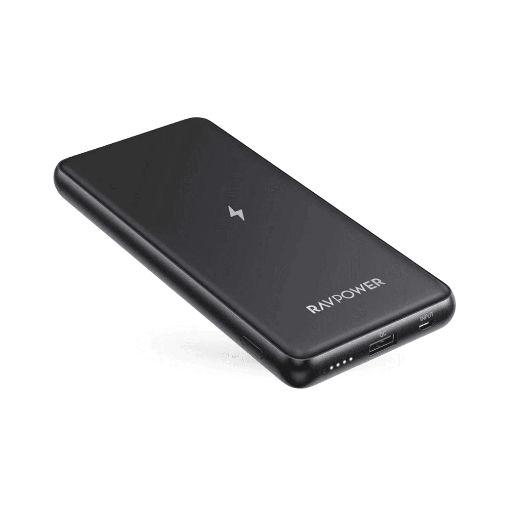 راف باور باور بانك لاسلكي 10000mAh بقدرة 10 واط - أسود