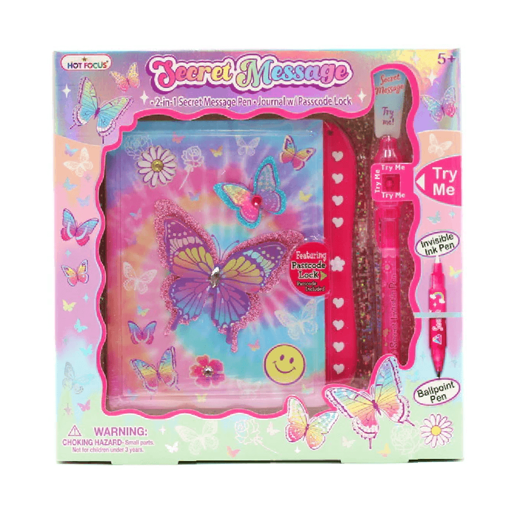Hot Focus Tie-Dye Butterfly Secret Message Set With Journal & Pen