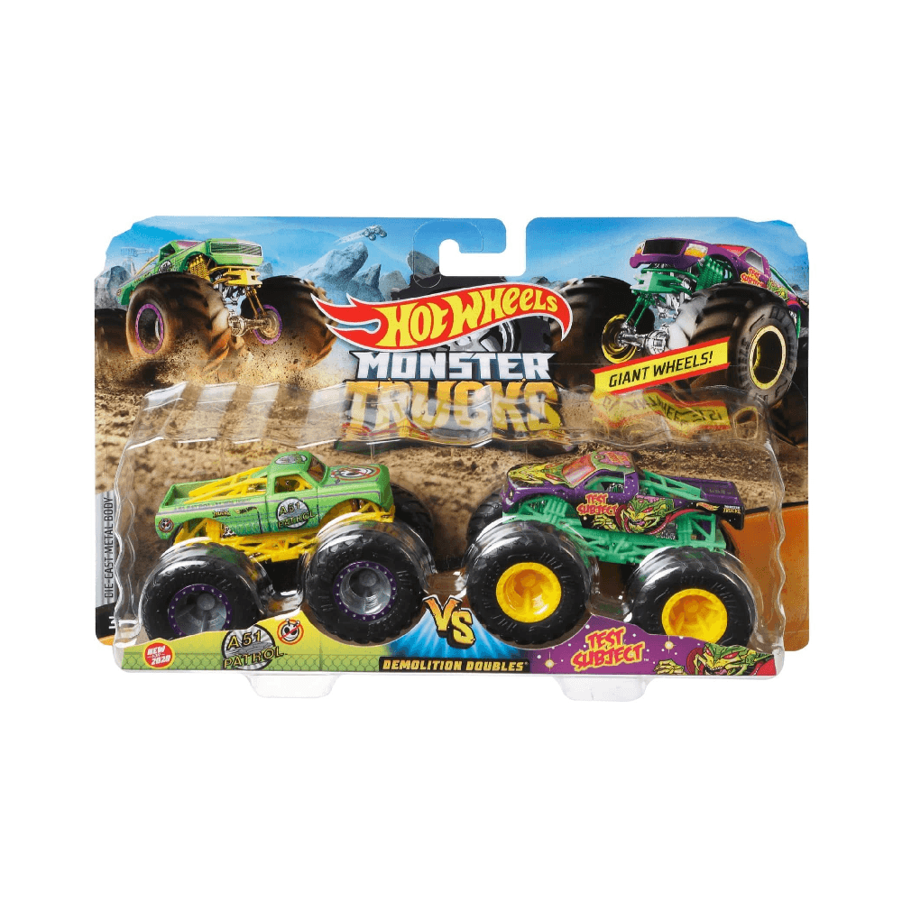Hot Wheels Demo Doubles Assorted Style 1:64 Monster Trucks Set 2Pcs  (Styles May Vary)