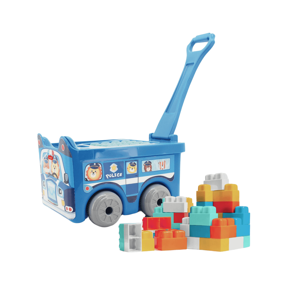 Moon Little Wagon Police Car Blocks Toys For Kids Pack 30Pcs