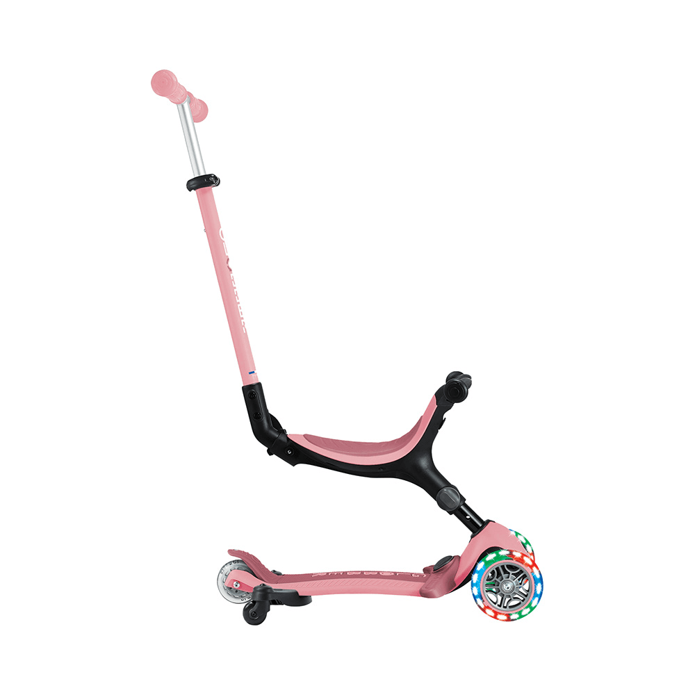 Globber Go Up Active Lights Foldable 3-Wheel Kick Scooter - Pastel Pink