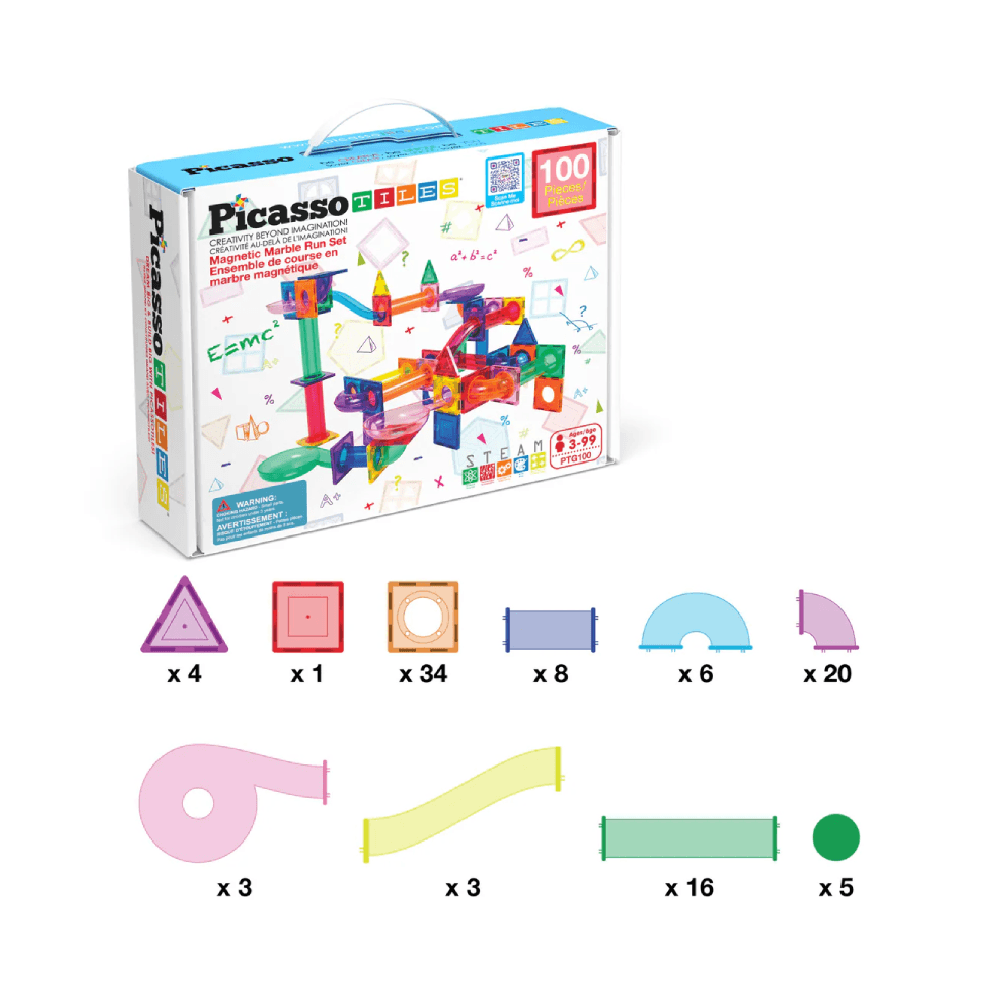 Picasso Tiles Marble Run Magnetic Building Blocks Set 100Pcs