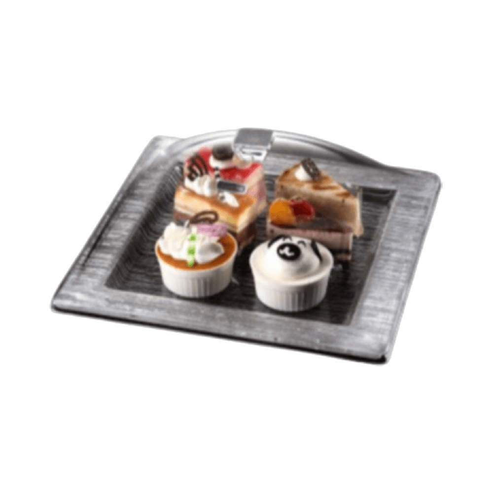 Vague Ac Square Dessert Serving Set Square Bark Silver 40X40Cm - BUY 1 GET 1 FREE/02-856S