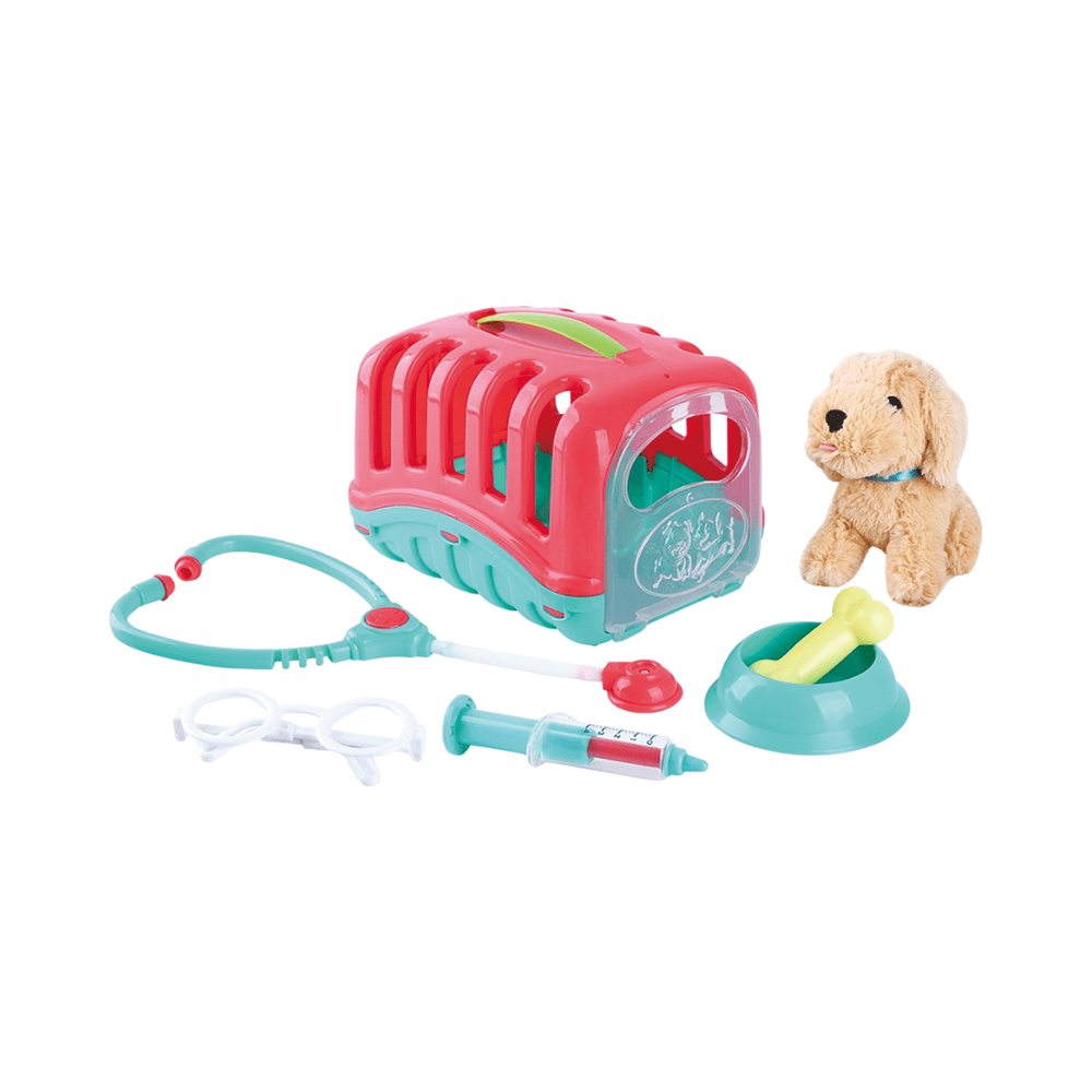 Play Go Pet Vet Care Carrier & Plush Puppy Toy Set
