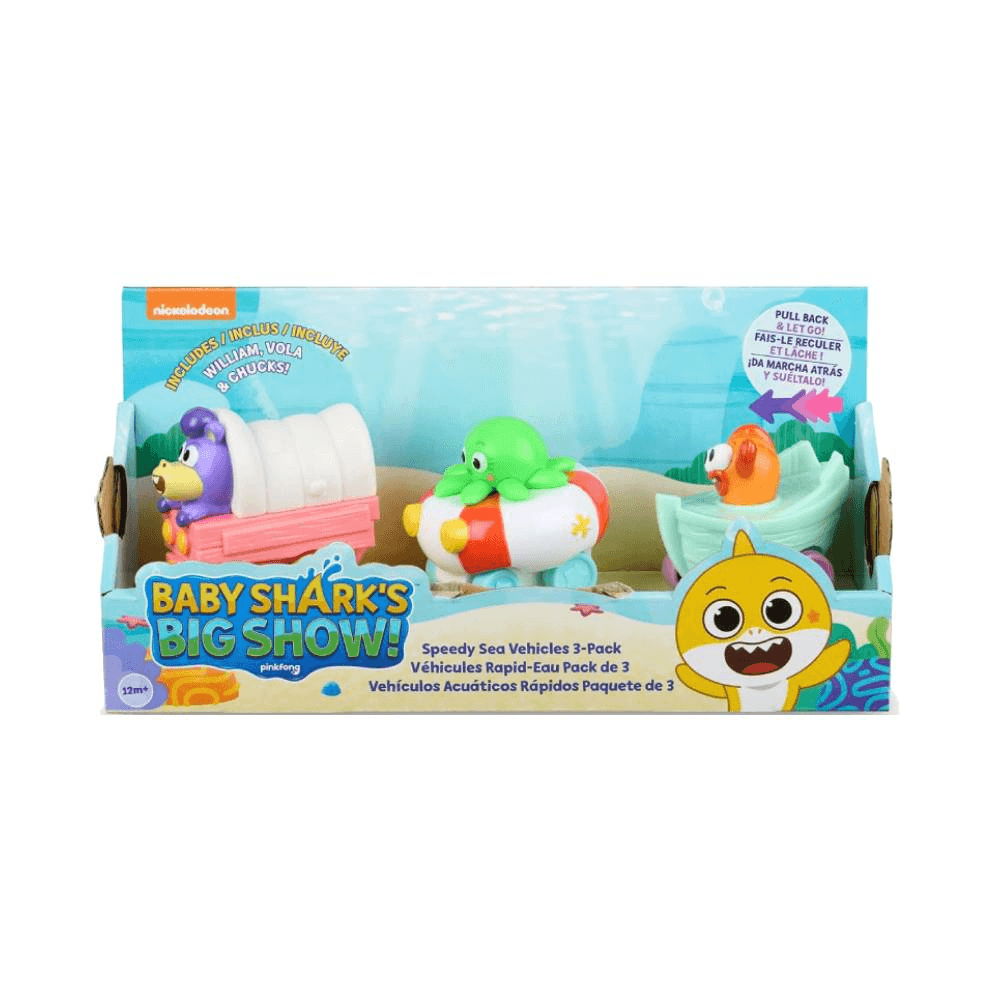 Baby Shark’s Big Show Speedy Sea Vehicles Pull-Back Toy Set 3 Pcs
