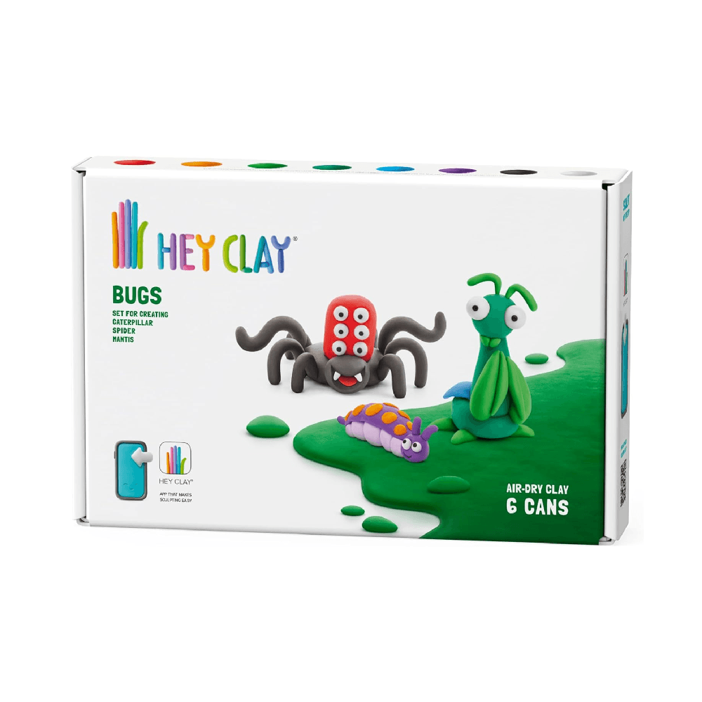 Hey Clay Bugs: Spider, Caterpillar, Mantis Air-Dry Clay DIY Kit 6Pcs