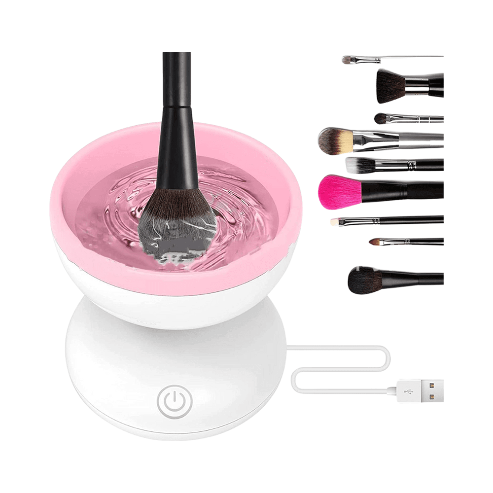 Detachable Silicone Electric Makeup Brush Cleaner Cleans & Dries Brushes In Minutes