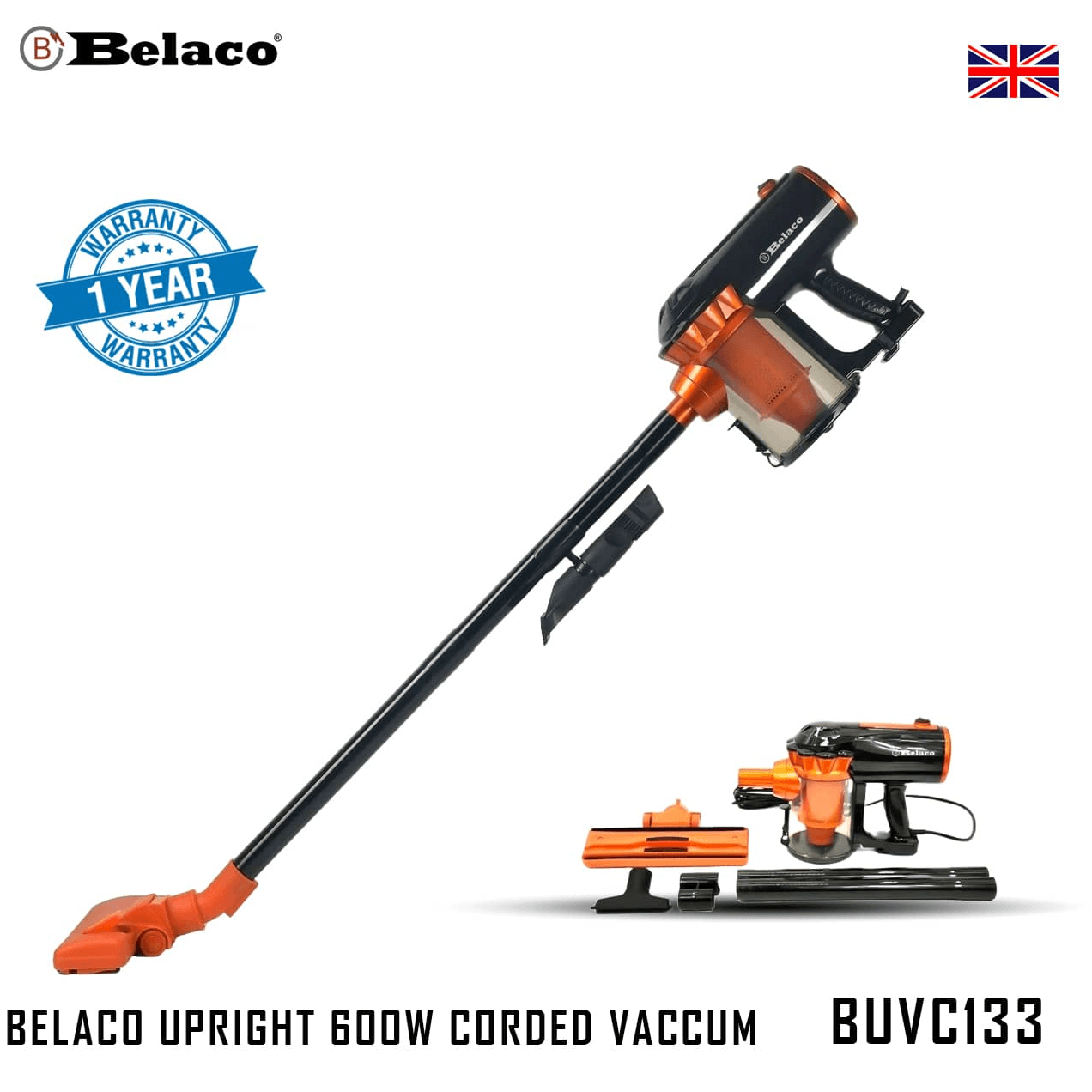 Belaco Upright 600W Corded Vaccum Cleaner (Buvc133)