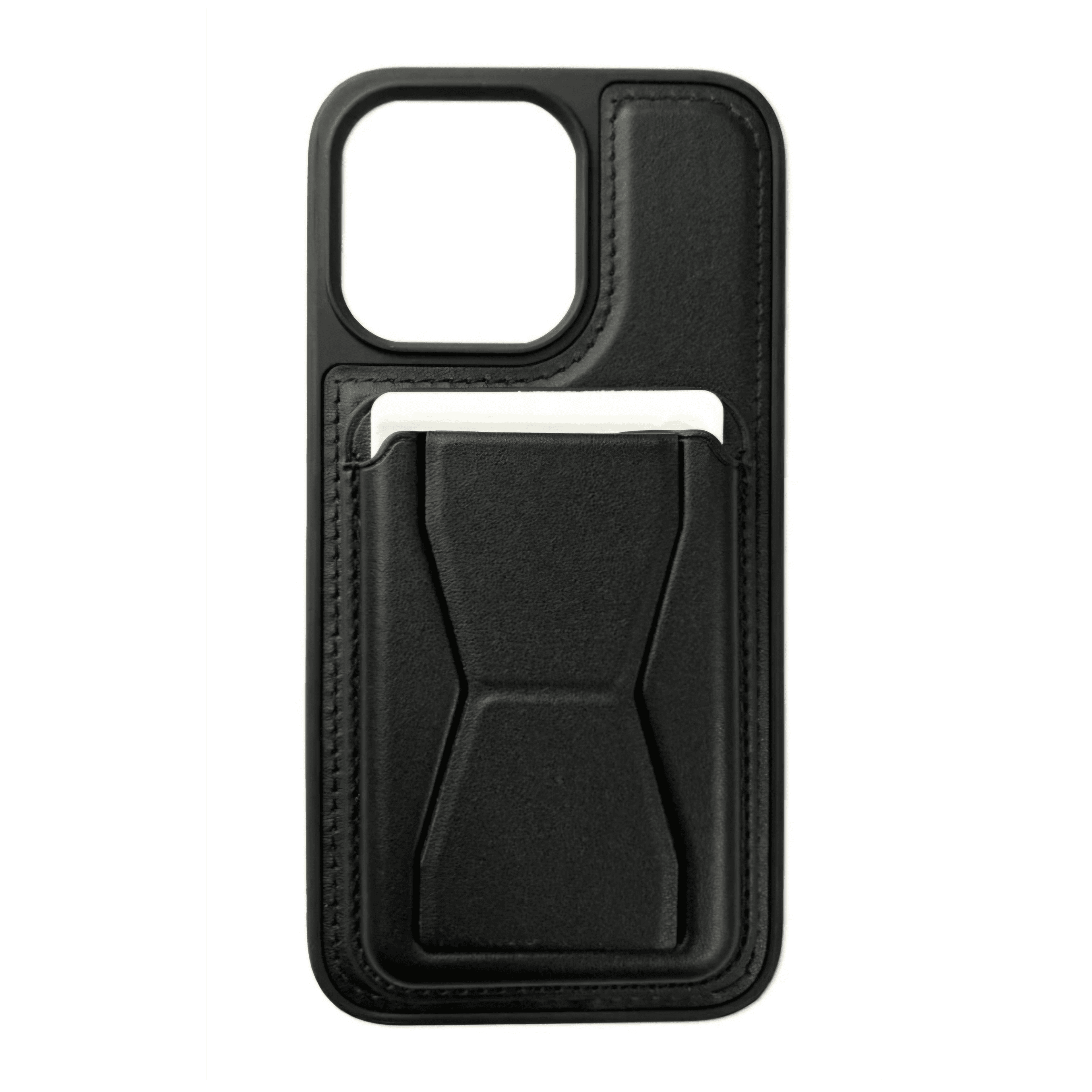 Magnetic Card Holder Case With Stand For Iphone 14Promax (Black)
