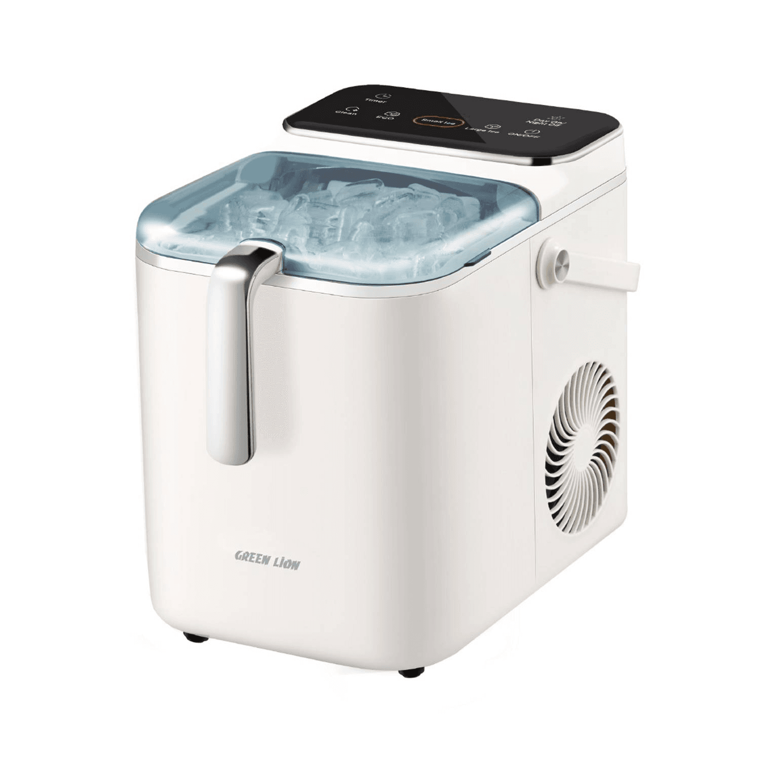 Green Lion Frost Core Ice Maker With Touch Control Panel, Abs & Pp Material, 1.5L Water Tank, 1.2M Uk Plug, 500G Ice Basket - Cream White