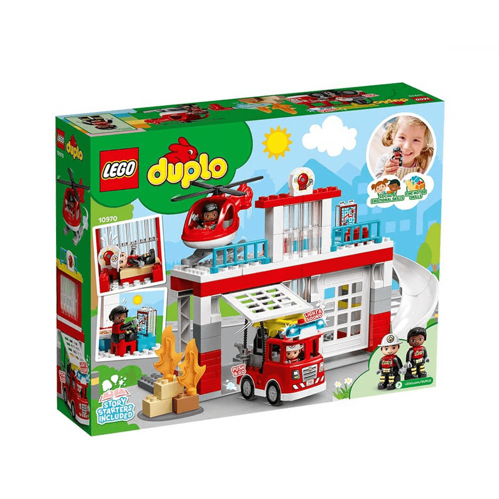 Lego 10970 Duplo Rescue Fire Station & Helicopter Set 117Pcs 2+ Years
