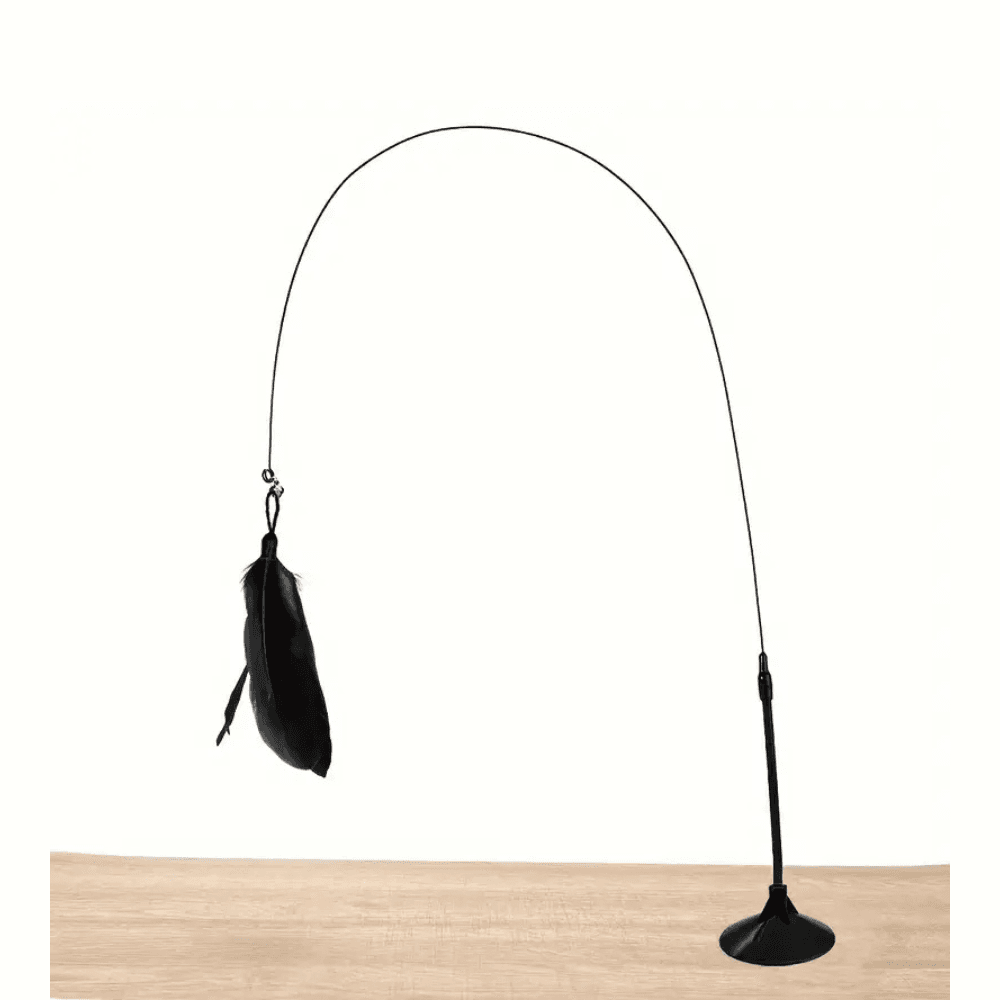 Cat Interactive Teaser Stick Toy - Black