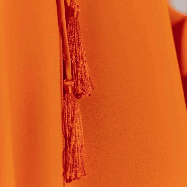 Orange Batwing Style Abaya With Tassel Detailing
