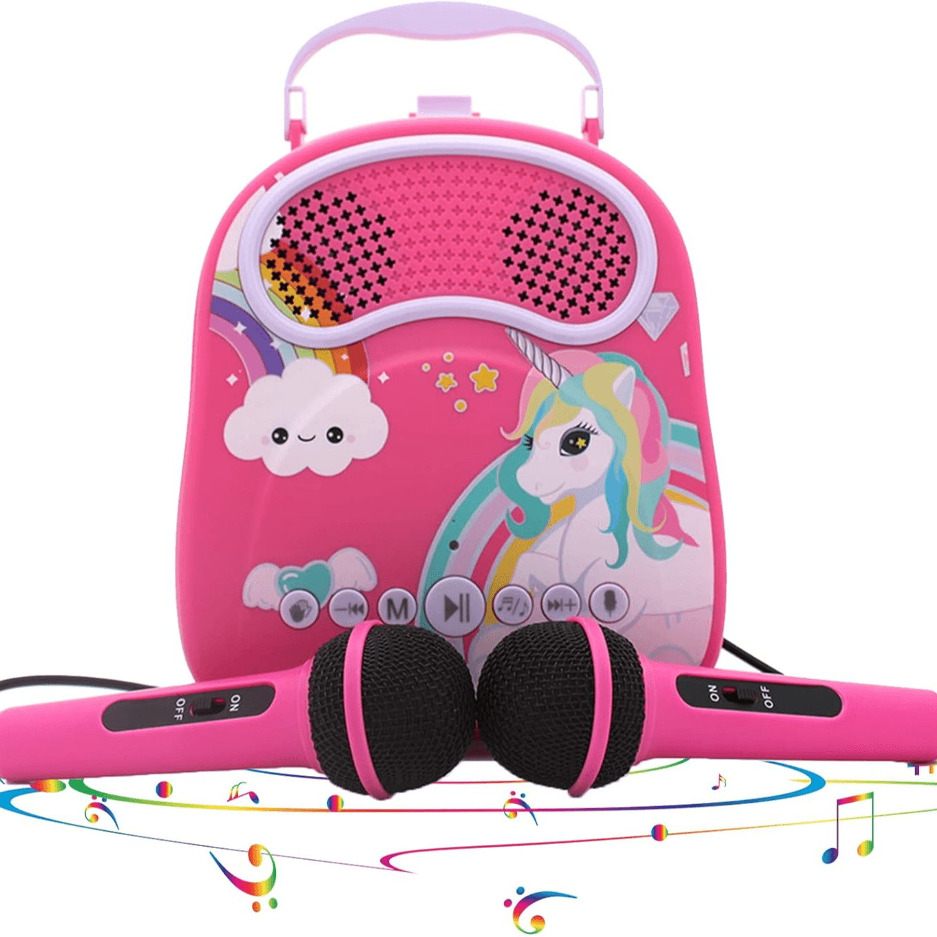 Mic Speaker Kids Karaoke Machine Meimi Mk20 Pink