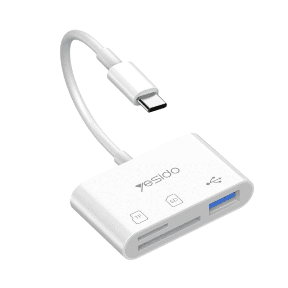 YESIDO GS16 USB-C / Type-C to USB 3.0 / TF / SD Card OTG Adapter(White)