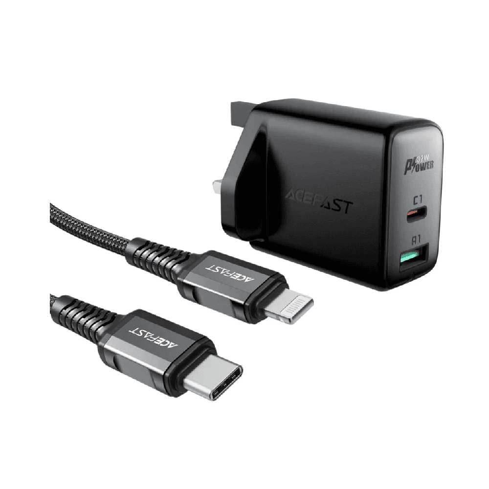 Acefast A8 Dual Port Charger Set 32W – Black