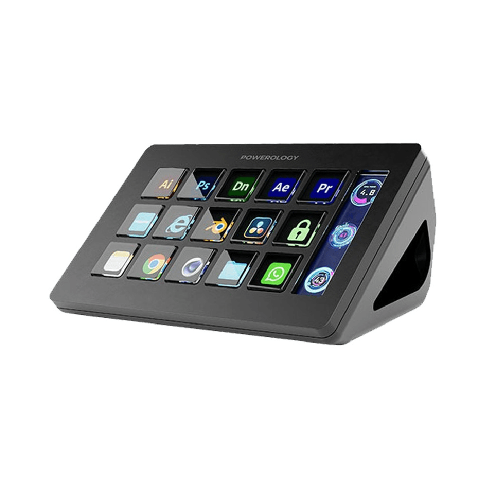 Powerology Stream Deck Interactive Buttons & Custom Software Black
