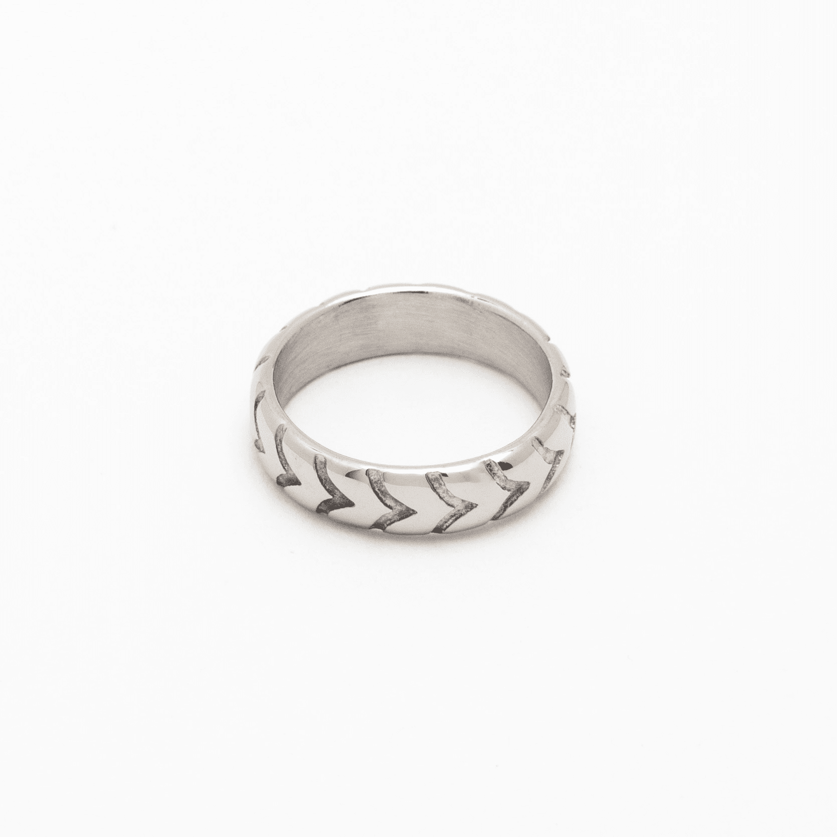 Titanium Tire Pattern Men'S Ring - Silver