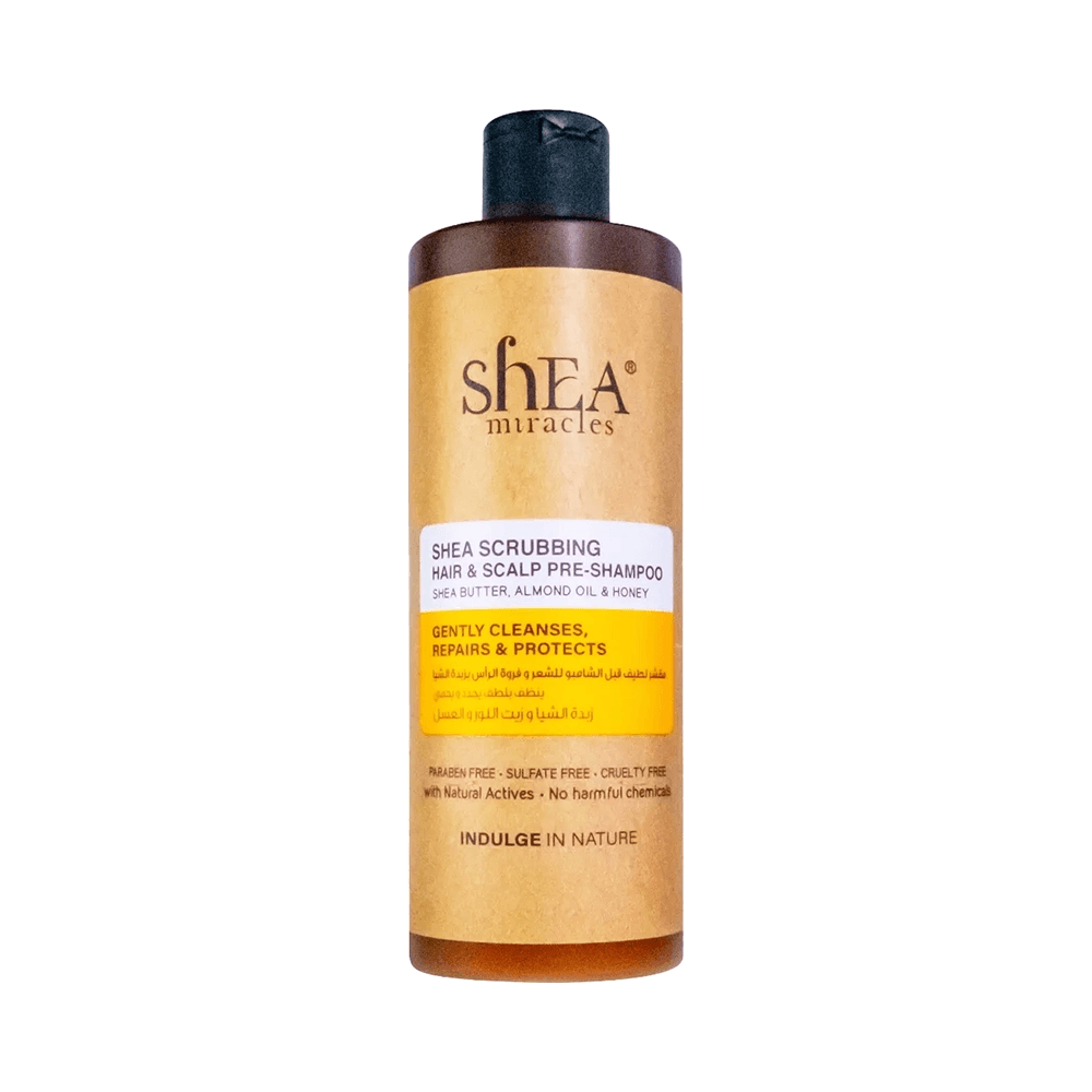 Shea Miracles Shea Scrubbing hair & Scalp Pre-Shampoo with shea butter, almond & Honey to gentle cleanse & repair hair 300ml