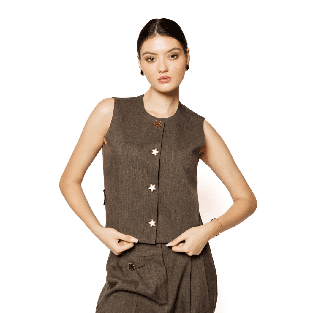 Brown Waistcoat And Trouser Set