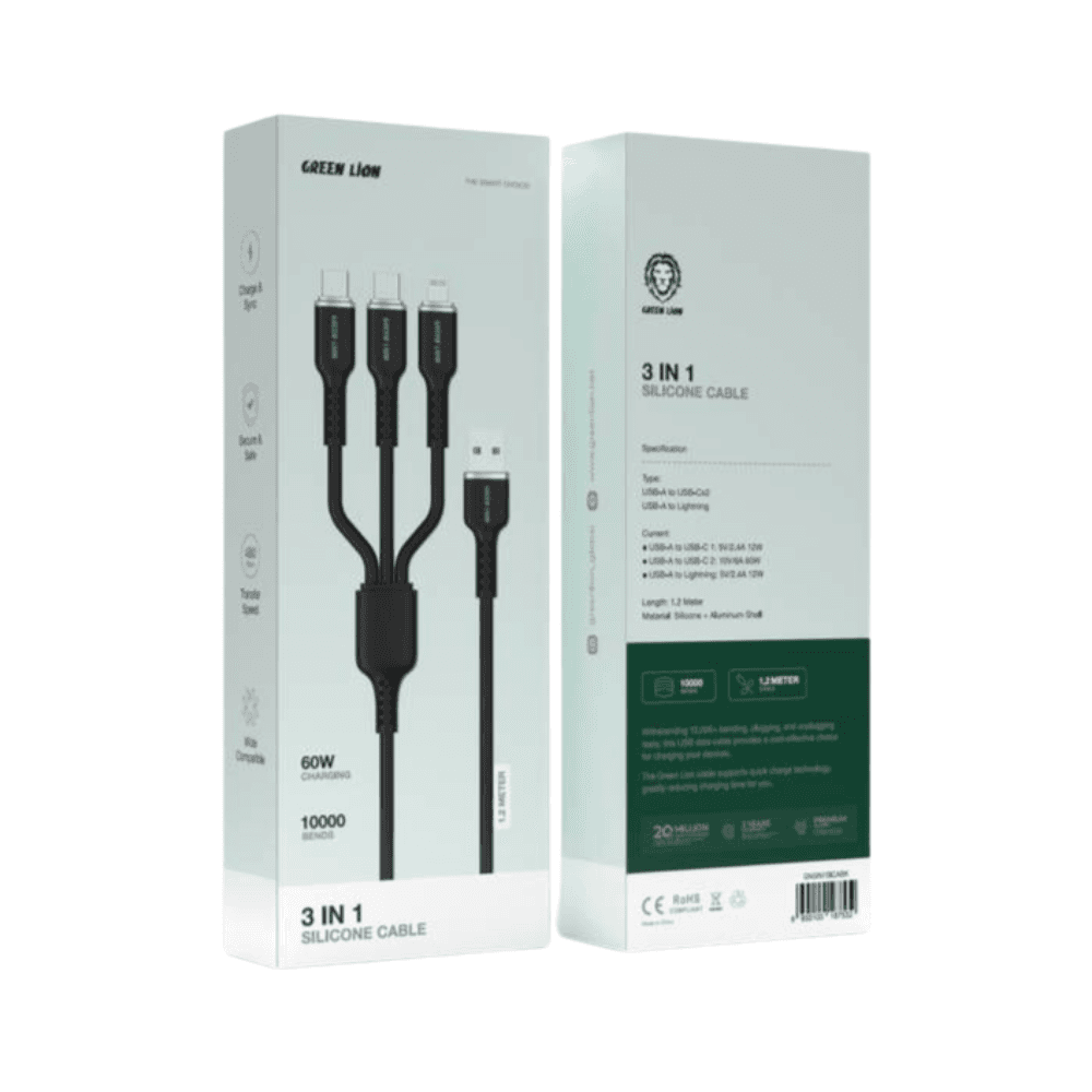 Green Lion 3 in 1  Silicone Cable